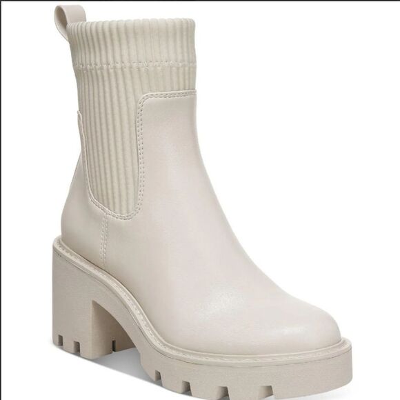 New Bar III Versuz Lug-Sole Booties Cream Combat Zipper 3 Ankle Boots Size 8.5 - Picture 1 of 4